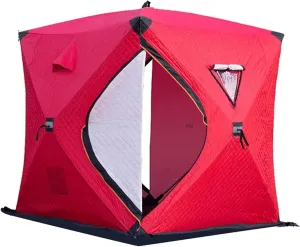 Ice Fishing Shelter 3-4 Persons Portable Ice Fishing Tent Water-Repellent and Wind-Resistant with Tent Pegs and Wind Rope and Carry Bag