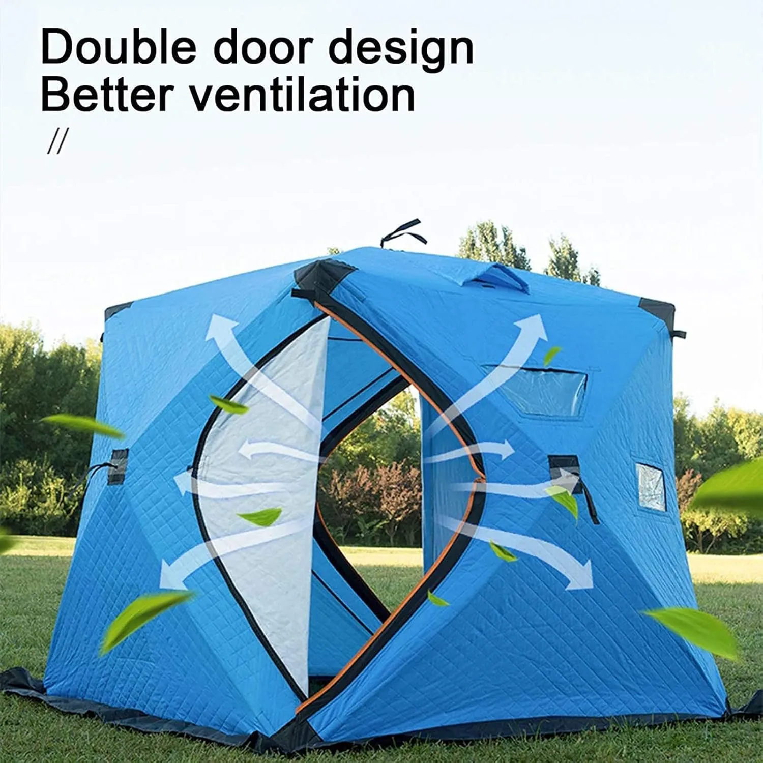 Ice Fishing Shelter 3-4 Persons Portable Ice Fishing Tent Water-Repellent and Wind-Resistant with Tent Pegs and Wind Rope and Carry Bag