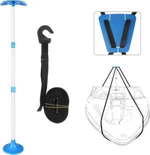 iCOVER Boat Cover Support Pole-Height Adjustable Aluminum Telescoping Pole and Webbing Strap Prevent Water from Sagging