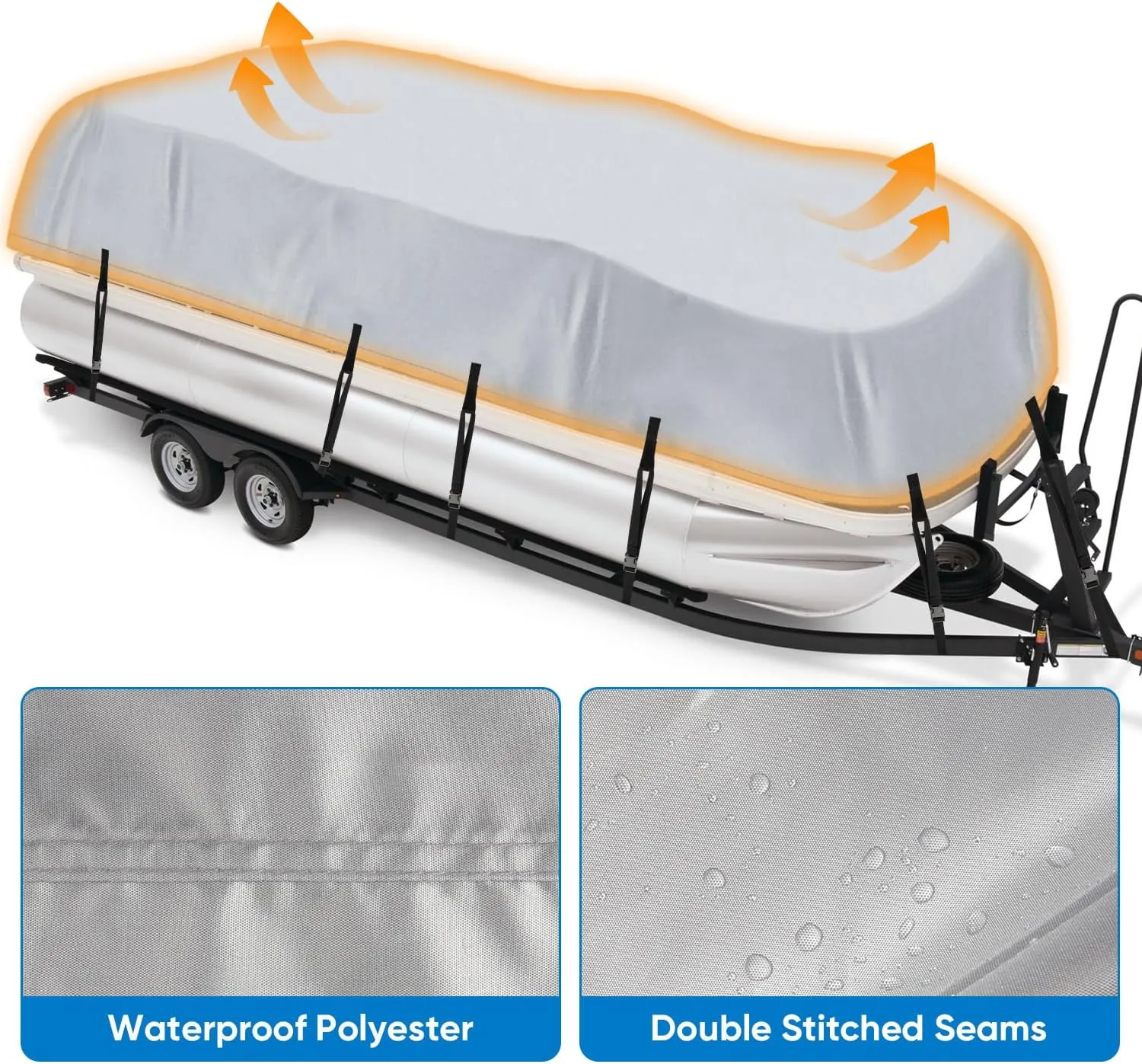 iCOVER Trailerable Pontoon Boat Cover, Fits 17 to 28ft Long & Beam Width up to 102in Pontoon Boat with Storage Bag