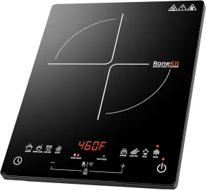 Induction Cooktop 1800W Portable Electric Stove Countertop, 8 Preset Functions & Temp Settings, 2 Cooking Modes, Timer, Child Lock for Tiny Kitchen, Apartment, Camping, RV Countertop Burner
