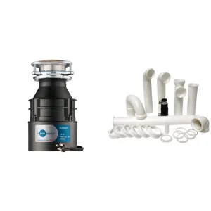 InSinkErator Garbage Disposal with Cord, Badger 1, 1/3 HP Continuous Feed & PF WaterWorks PF0989 Garbage Disposal Installation Kit, White