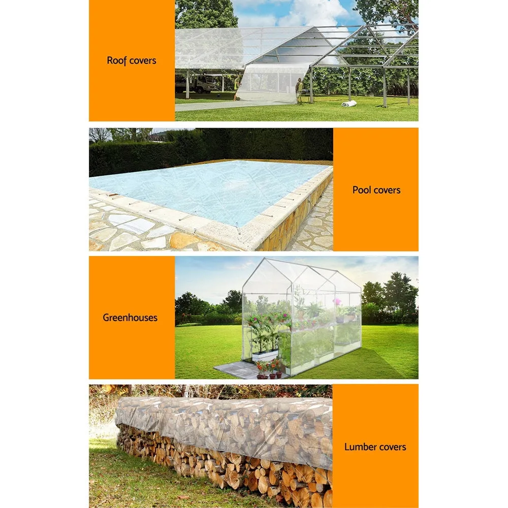 Instahut Tarp Tarpaulin 9x12m Canvas Heavy Duty Camping Cover Clear-NT_Rural