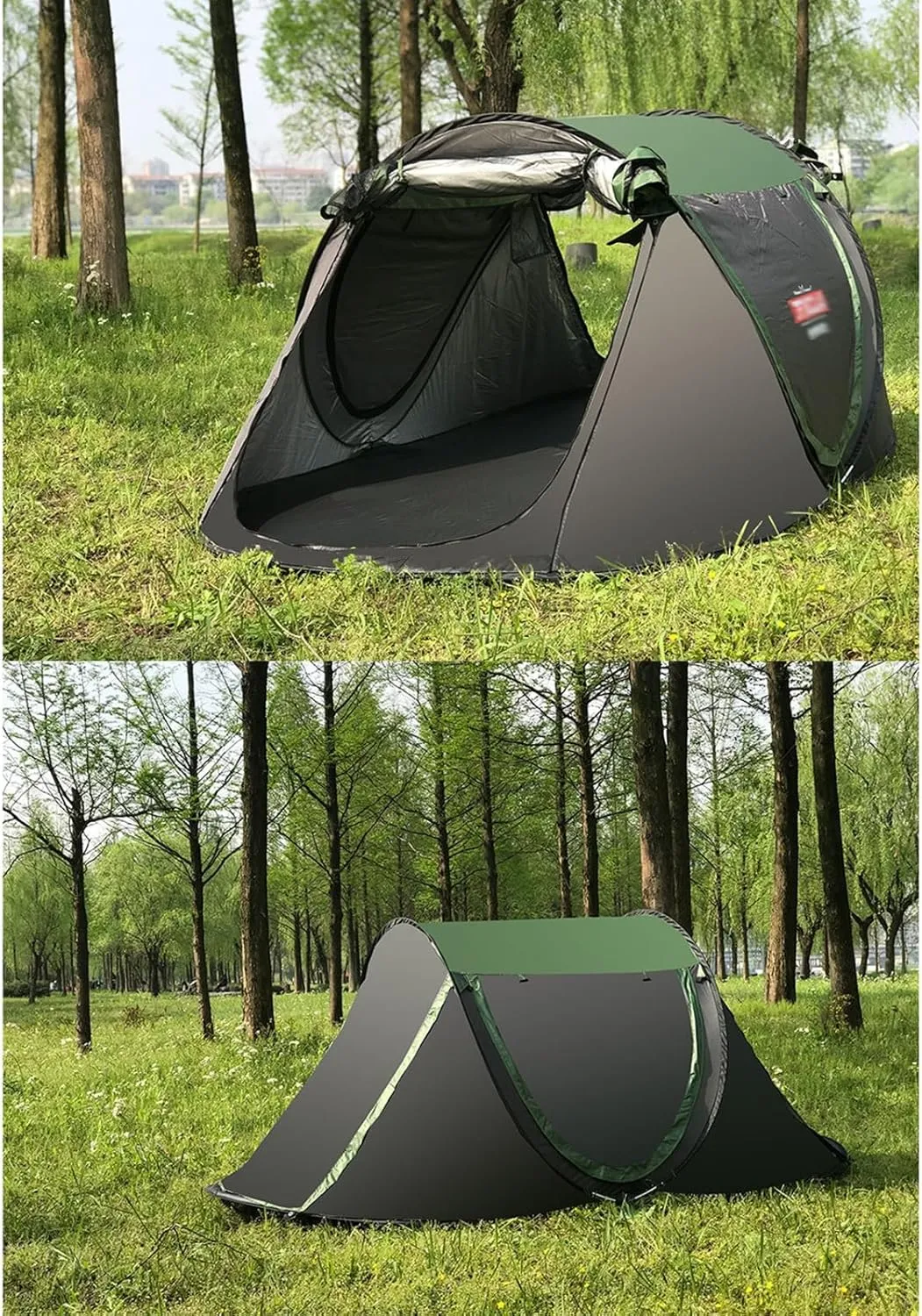 Instant Camping Tent Outdoor Portable 3-4 Person Pop Up Camping Tent Rainproof Sunproof Automatic Family Camping Tent 2 Doors 2 Windows Easy Set Up