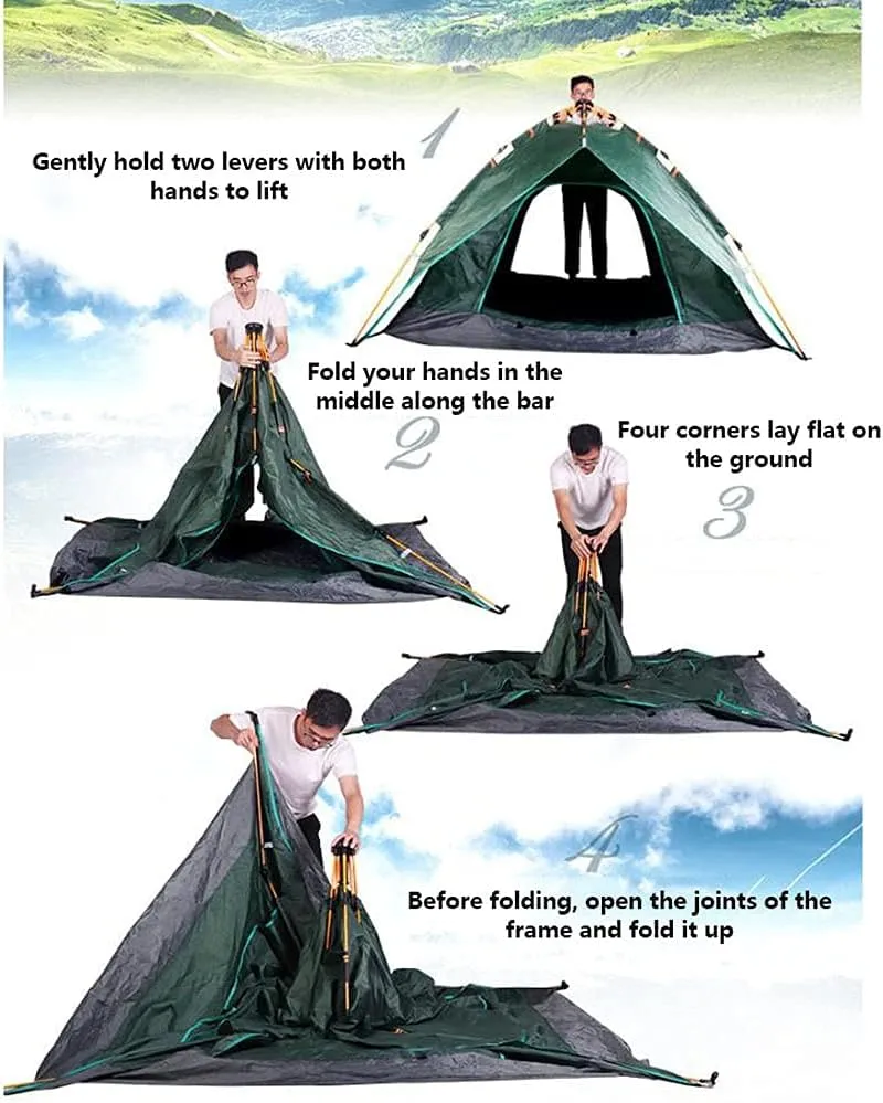 Instant Pop Up Family Camping Tents, Quick Setup for Camping, Hiking, Fishing for 2-3 3-4 Person