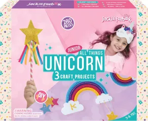 jackinthebox Unicorn Craft kit for 3 to 5 Year olds, 3 Craft Projects, Great Gift for Girls Ages 3 4 5 years, No Mess Art for Kids, Craft Kits & Supplies, DIY Creative Activity