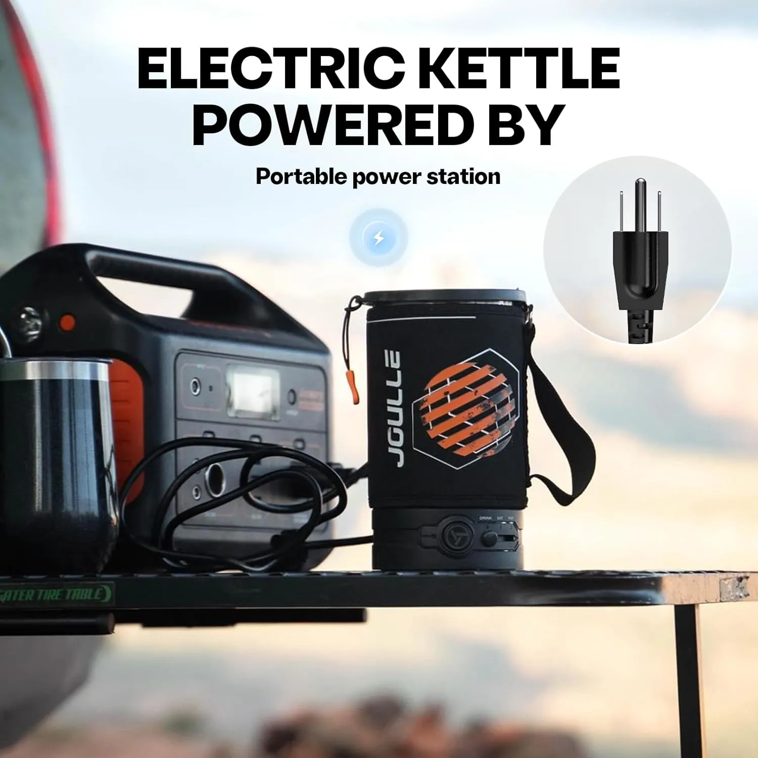 Joulle Kettle Pot, Portable Electric Kettle for Car and Truck, 500 W Small Travel Water Boiler, Non-propane Outdoor Electric Camping Stove, Camping Cooking Gear for Ev, Ov, Rv Trip