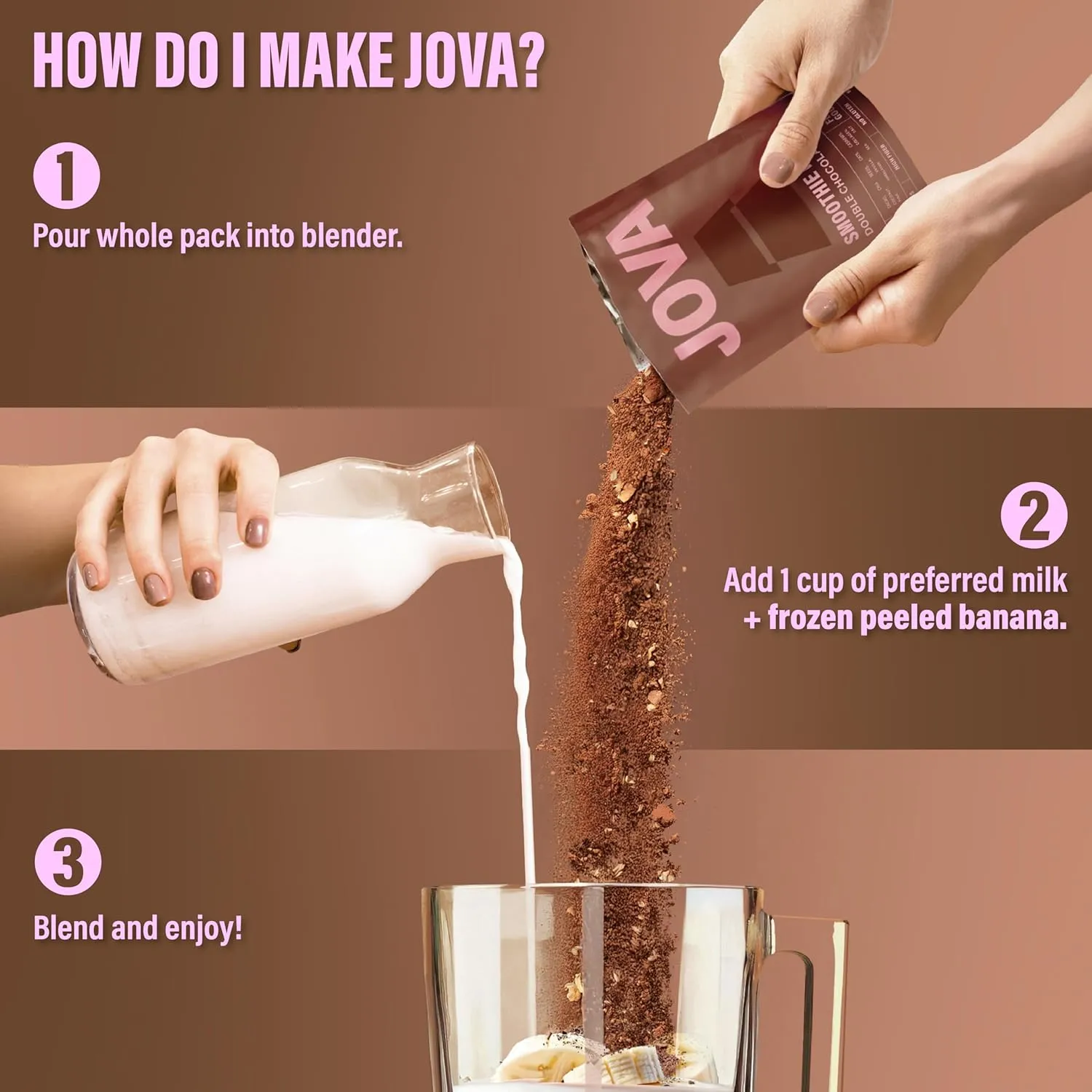 JOVA All-in-One Nutritious Superfood Meal Replacement | Delicious Whole Food Blend: Oats, Cacao, Cashews, Collagen & Chia Seed (25g Protein, 11g Fiber, 2g Sugar) | Double Chocolate, 6-Pack