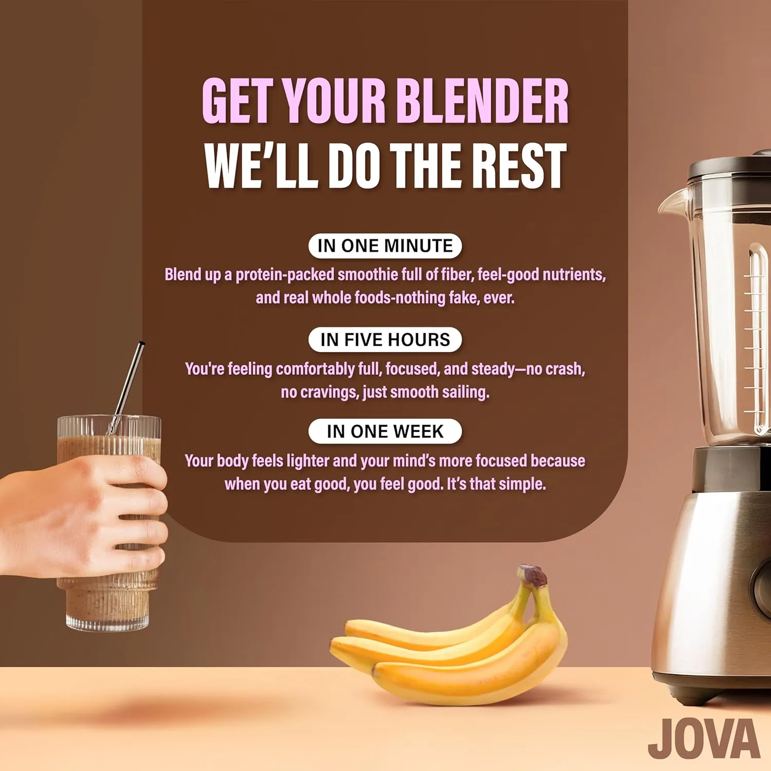JOVA All-in-One Nutritious Superfood Meal Replacement | Delicious Whole Food Blend: Oats, Cacao, Cashews, Collagen & Chia Seed (25g Protein, 11g Fiber, 2g Sugar) | Double Chocolate, 6-Pack