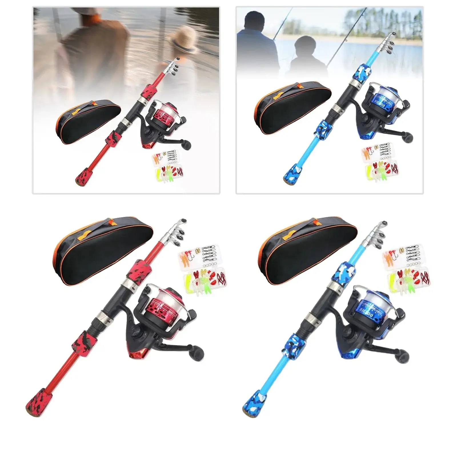 Kids Fishing Rod Set with Travel Bag Travel Kid Fishing Pole and Tackle Box