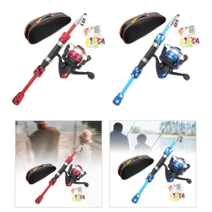 Kids Fishing Rod Set with Travel Bag Travel Kid Fishing Pole and Tackle Box