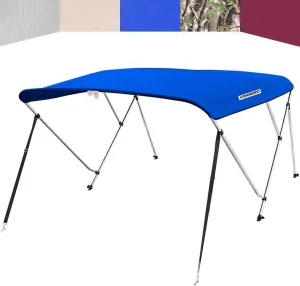 KING BIRD 3-4 Bow Bimini Boat Top Cover Sun Shade Boat Canopy Waterproof 1 Inch Stainless Aluminum Frame 46" Height with Rear Support Poles and Storage Boot 6 Colors -5 Sizes