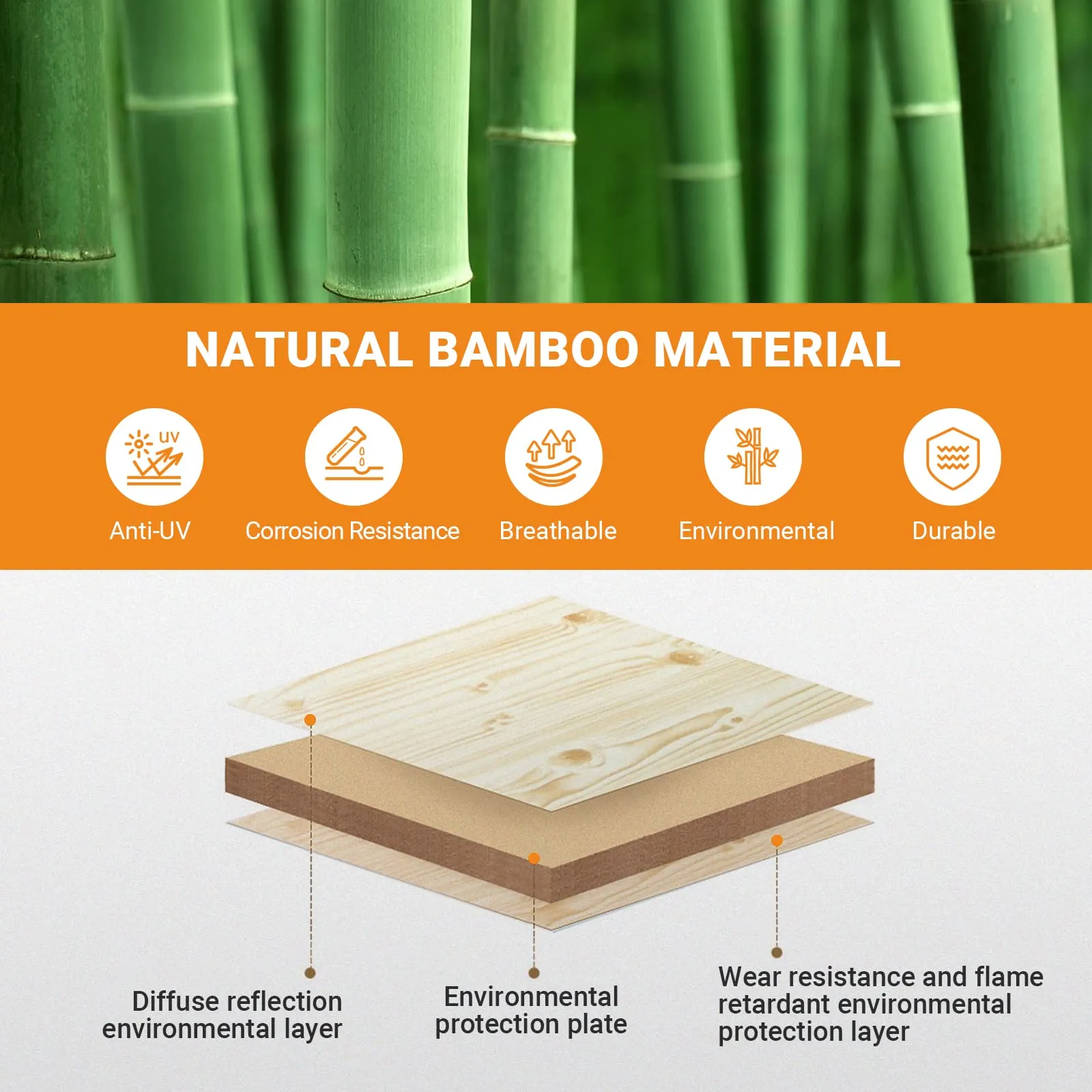 KingCamp BAMBOO 9595 3-Folding Bamboo Table Round