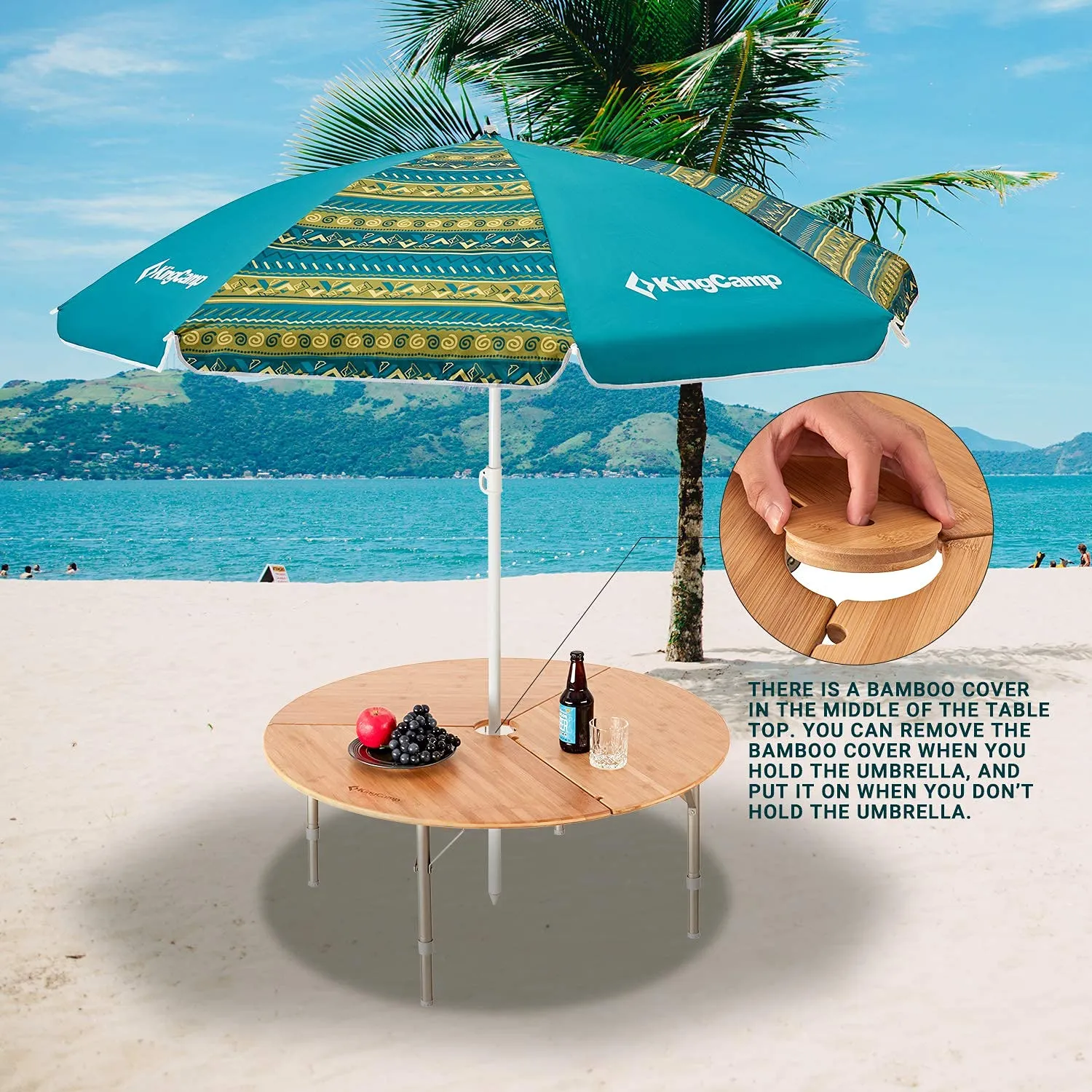 KingCamp BAMBOO 9595 3-Folding Bamboo Table Round