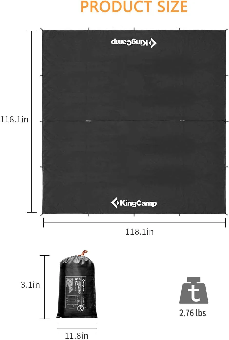KingCamp Camping Tarp, Oversize Waterproof Tarp with Silver Coating UPF50  UV Protection for Camping Hiking Traveling