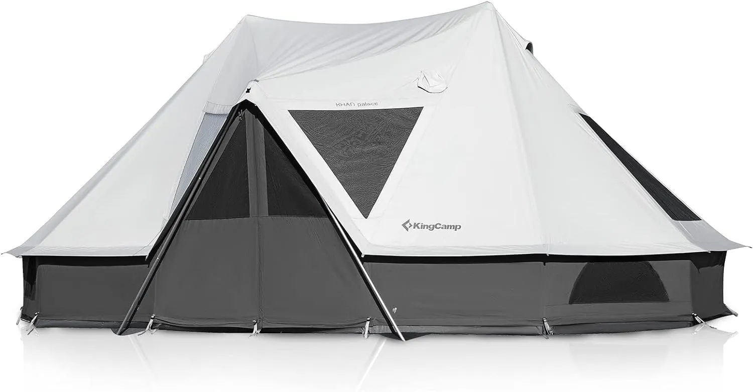 KingCamp Canvas Bell Yurt Tents, 4 Seasons Large Waterproof & Windproof Luxury Glamping Tent w/Stove Jack for Family Outdoor Camping, Hunting, Parties