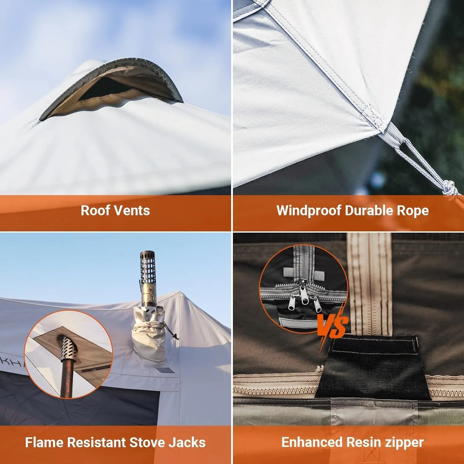 KingCamp Canvas Bell Yurt Tents, 4 Seasons Large Waterproof & Windproof Luxury Glamping Tent w/Stove Jack for Family Outdoor Camping, Hunting, Parties