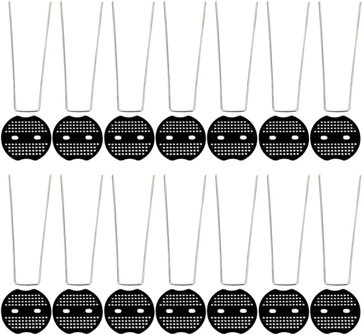 Kisangel 15 Sets U Shaped Lawn Stakes with Washers Heavy Duty Ground Anchors for Tarp Landscape and Camping Weather Resistant Coating for Outdoor Use