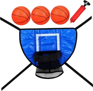 Kisangel 1set Trampoline Basketball Hoop Kit Frame Basketballs Pump Versatile Outdoor Accessories for Compatible Various Trampolines Robust Design