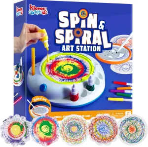 Klever Kits Spin Art for Kids, Spin Spiral Machine Kit, Arts & Crafts Paint for Boys & Girls, Painting Spinner Toys Kits, Kids DIY Birthday Gifts for Kids Age 6 and UP