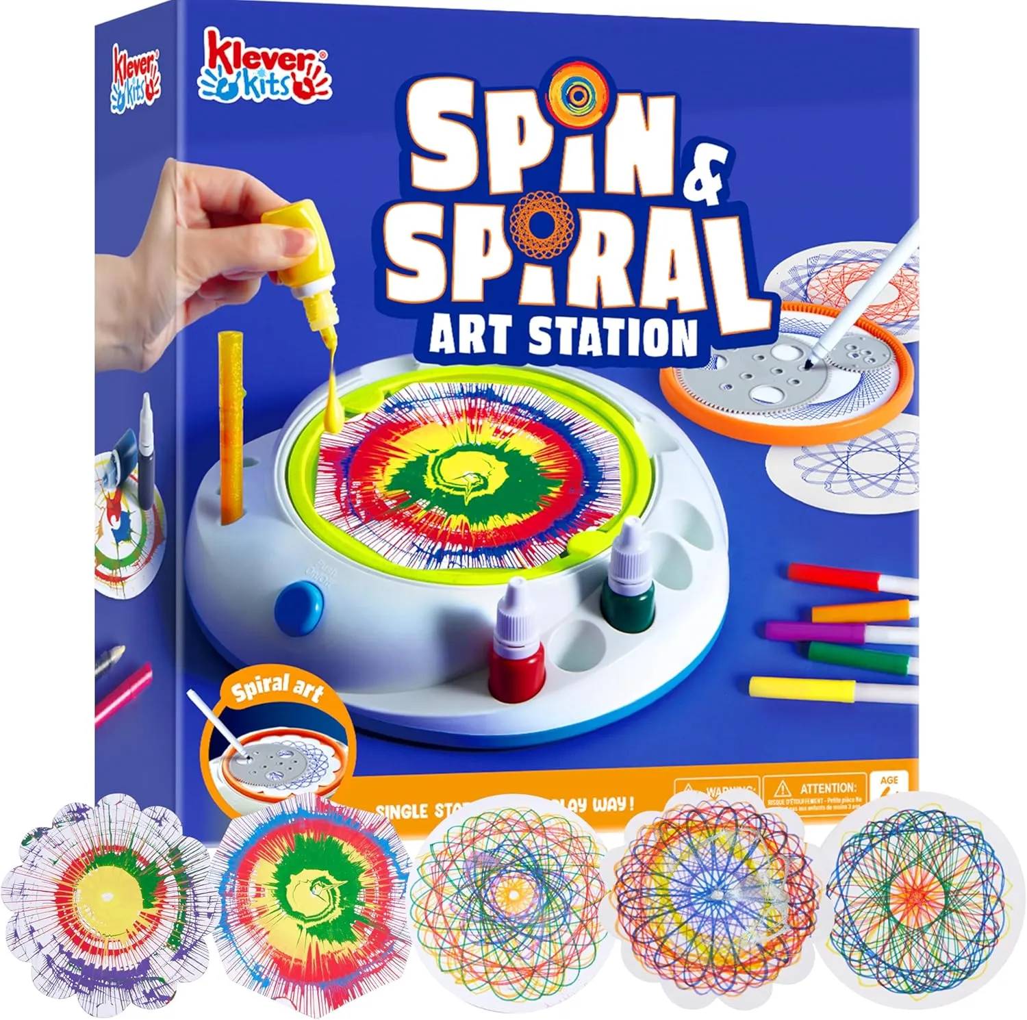 Klever Kits Spin Art for Kids, Spin Spiral Machine Kit, Arts & Crafts Paint for Boys & Girls, Painting Spinner Toys Kits, Kids DIY Birthday Gifts for Kids Age 6 and UP