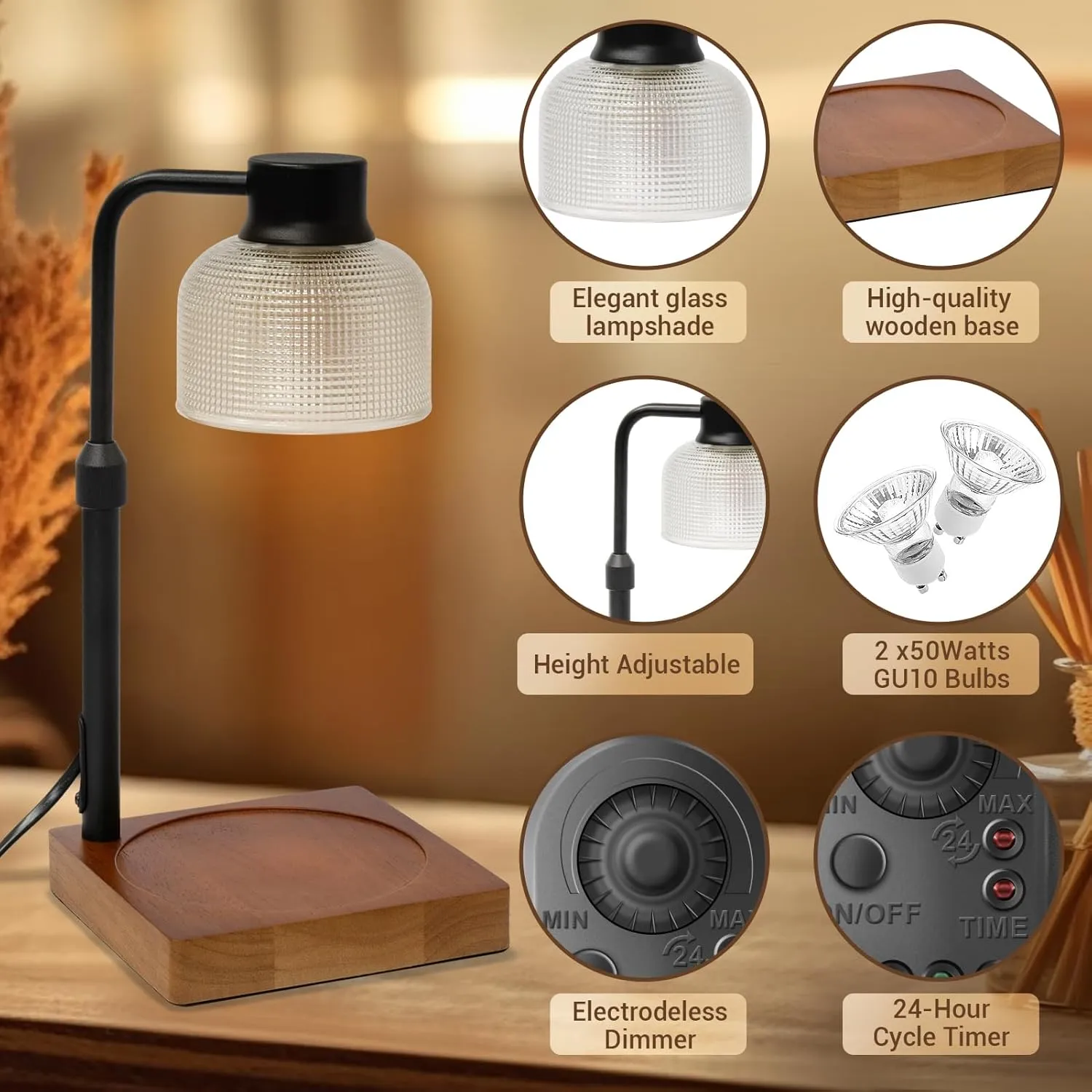 KLL Candle Warmer Lamp with Timer: Home Decor House Warming Gifts for New Home - Birthday Gifts for Women Mom - Wax Melt Warmer for Jar Candles with 2 Bulbs