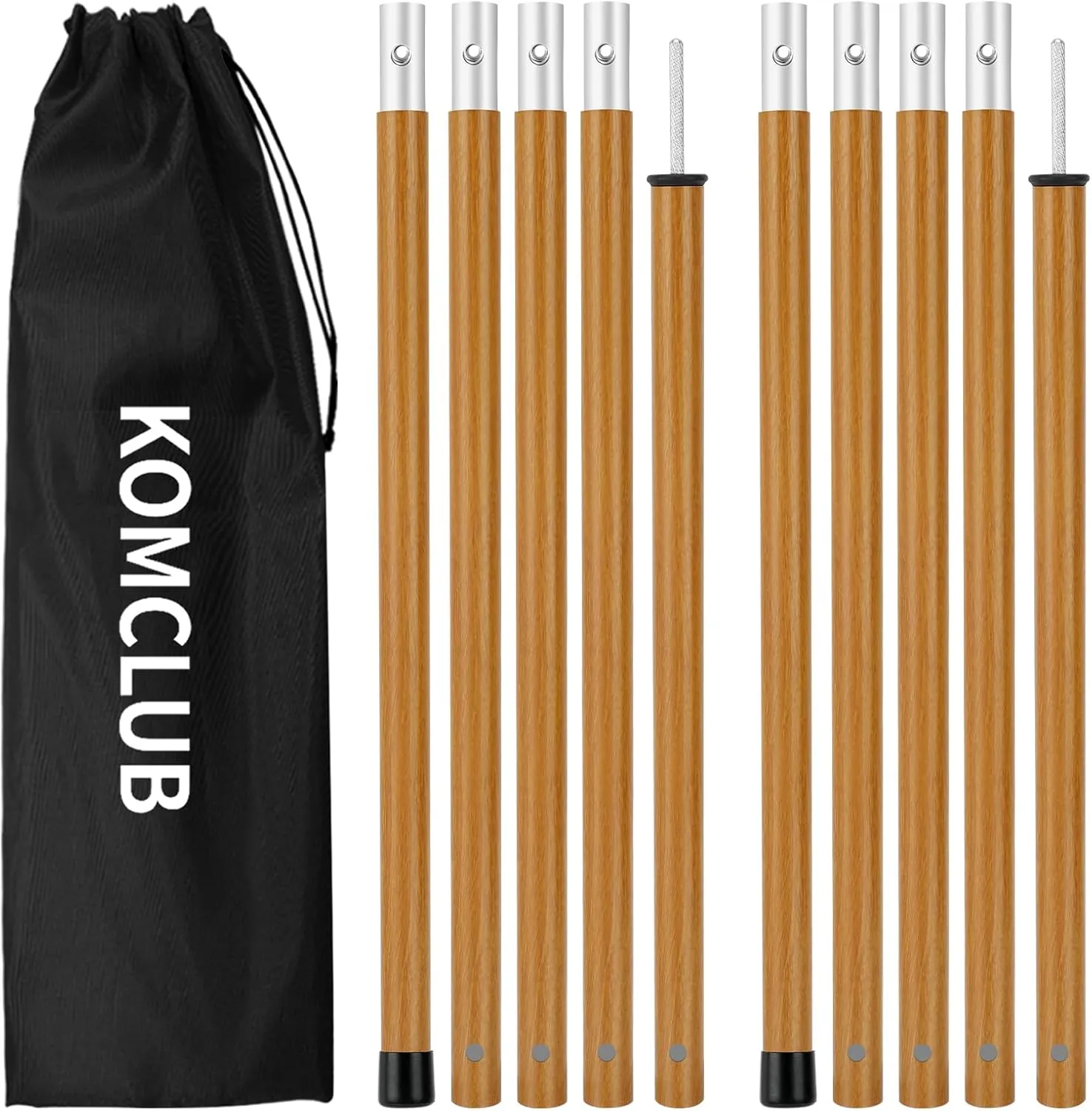KOMCLUB Telescoping Tent Poles Tarp Poles 5-Section Adjustable Aluminum Rods for Tent Fly and Tarps Lightweight Replacement Adjustable Tent Poles for Outdoor Sport Camping 78Inch