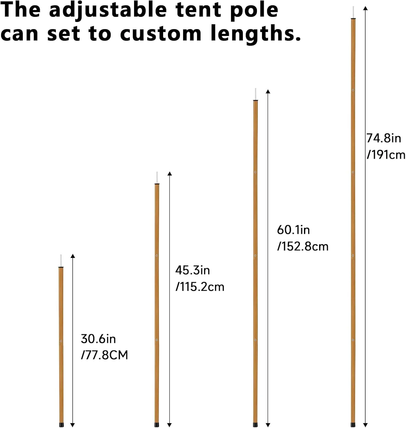 KOMCLUB Telescoping Tent Poles Tarp Poles 5-Section Adjustable Aluminum Rods for Tent Fly and Tarps Lightweight Replacement Adjustable Tent Poles for Outdoor Sport Camping 78Inch