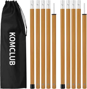 KOMCLUB Telescoping Tent Poles Tarp Poles 5-Section Adjustable Aluminum Rods for Tent Fly and Tarps Lightweight Replacement Adjustable Tent Poles for Outdoor Sport Camping 78Inch