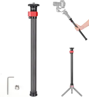 Koolehaoda Tripod Extension Pole Center Column Extender 28" Carbon Fiber Extender Tube Monopod Telescopic Stick Rod with 1/4" to 3/8" Screw Compatible with Tripod/Gimbal/Camera, Max Load 33lb