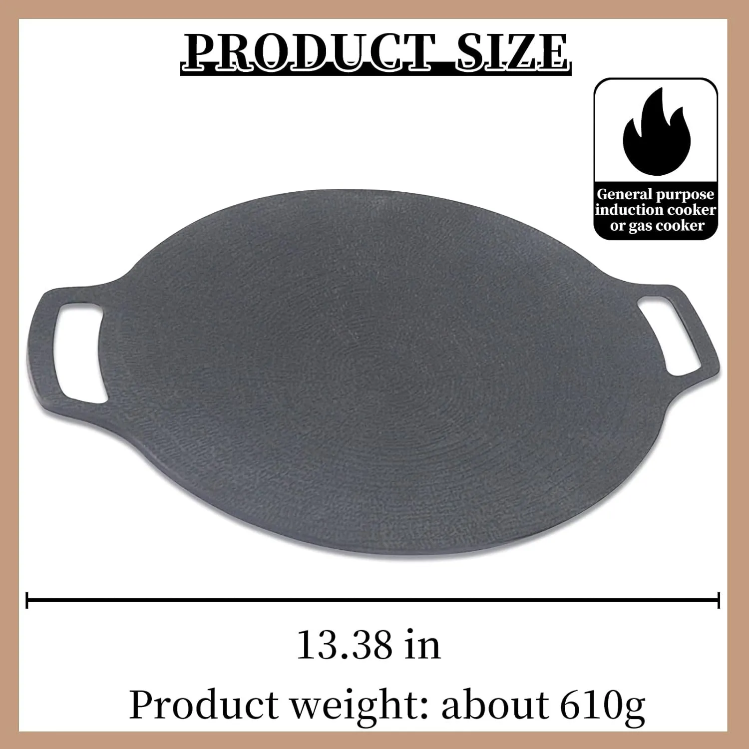 Korean BBQ Grill Pan - Portable 13.4 IN Non-Stick Aluminum Korean Grill Pan - Round Stove Top Grill for Indoor Outdoor