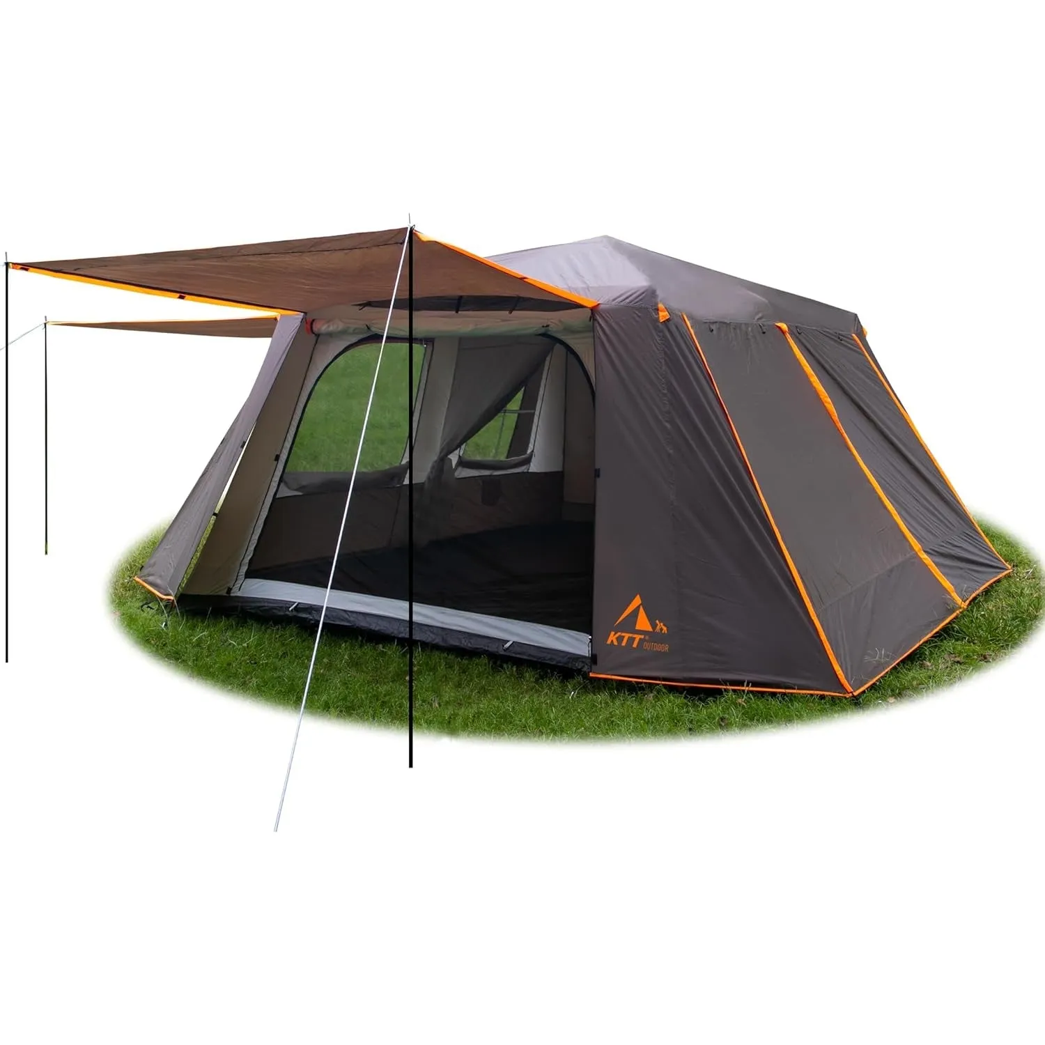 KTT Extra Large Tent 10-12-14 Person(Style-B),Family Cabin Tents,2 Rooms,3 Doors and 3 Windows with Mesh,Straight Wall,Waterproof,Double Layer,Big Tent for Outdoor,Picnic,Camping,Family Gathering