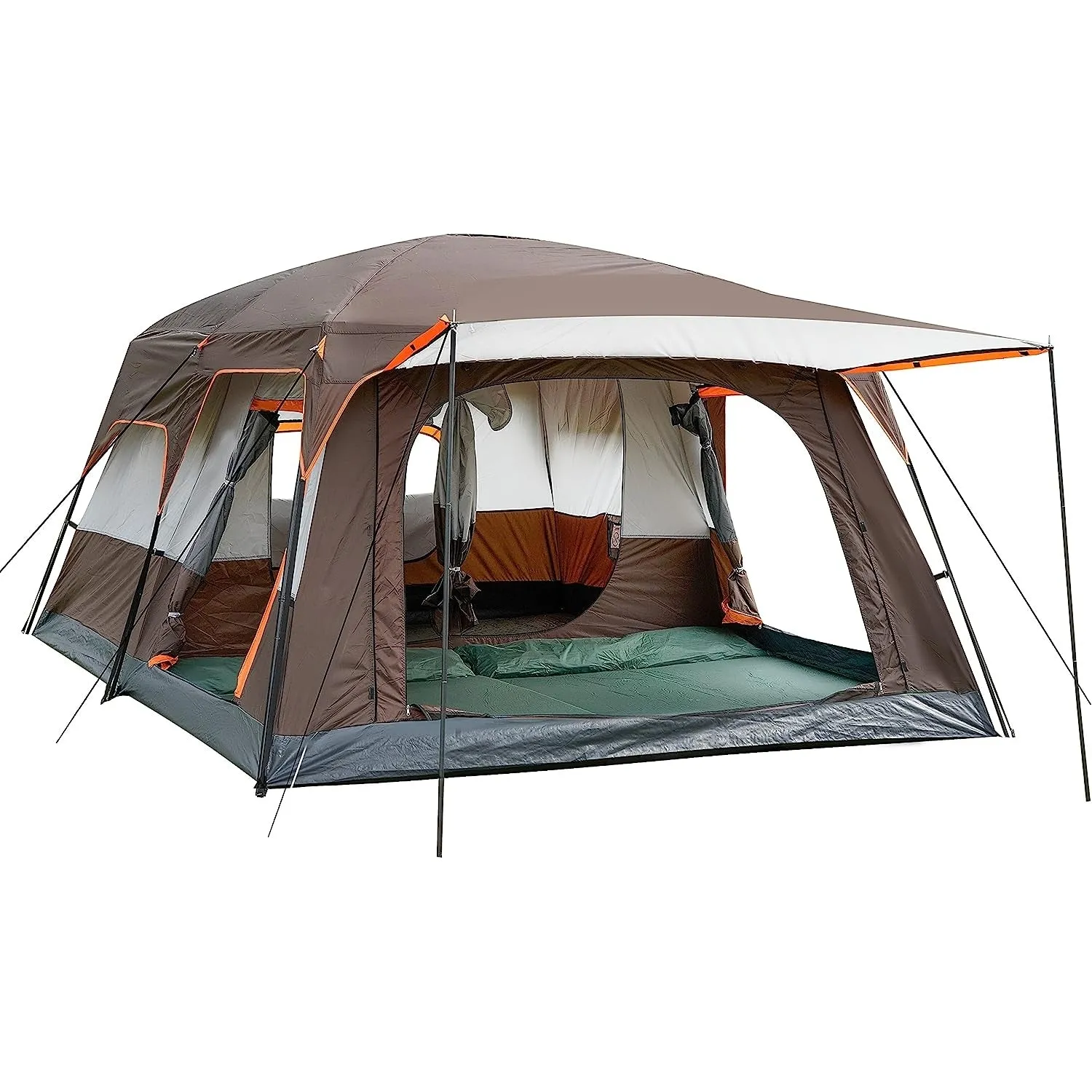 KTT Extra Large Tent 10-12-14 Person(Style-B),Family Cabin Tents,2 Rooms,3 Doors and 3 Windows with Mesh,Straight Wall,Waterproof,Double Layer,Big Tent for Outdoor,Picnic,Camping,Family Gathering