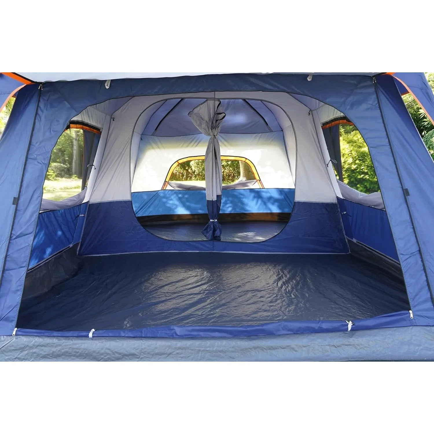 KTT Extra Large Tent 10-12-14 Person(Style-B),Family Cabin Tents,2 Rooms,3 Doors and 3 Windows with Mesh,Straight Wall,Waterproof,Double Layer,Big Tent for Outdoor,Picnic,Camping,Family Gathering