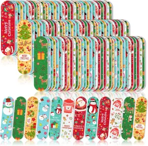 Lasnten 204 Pcs Christmas Nail Files Gift Bulk Santa Emery Boards Hat Filler Manicure Tools for Christmas Stocking Stuffer Xmas Party Favor