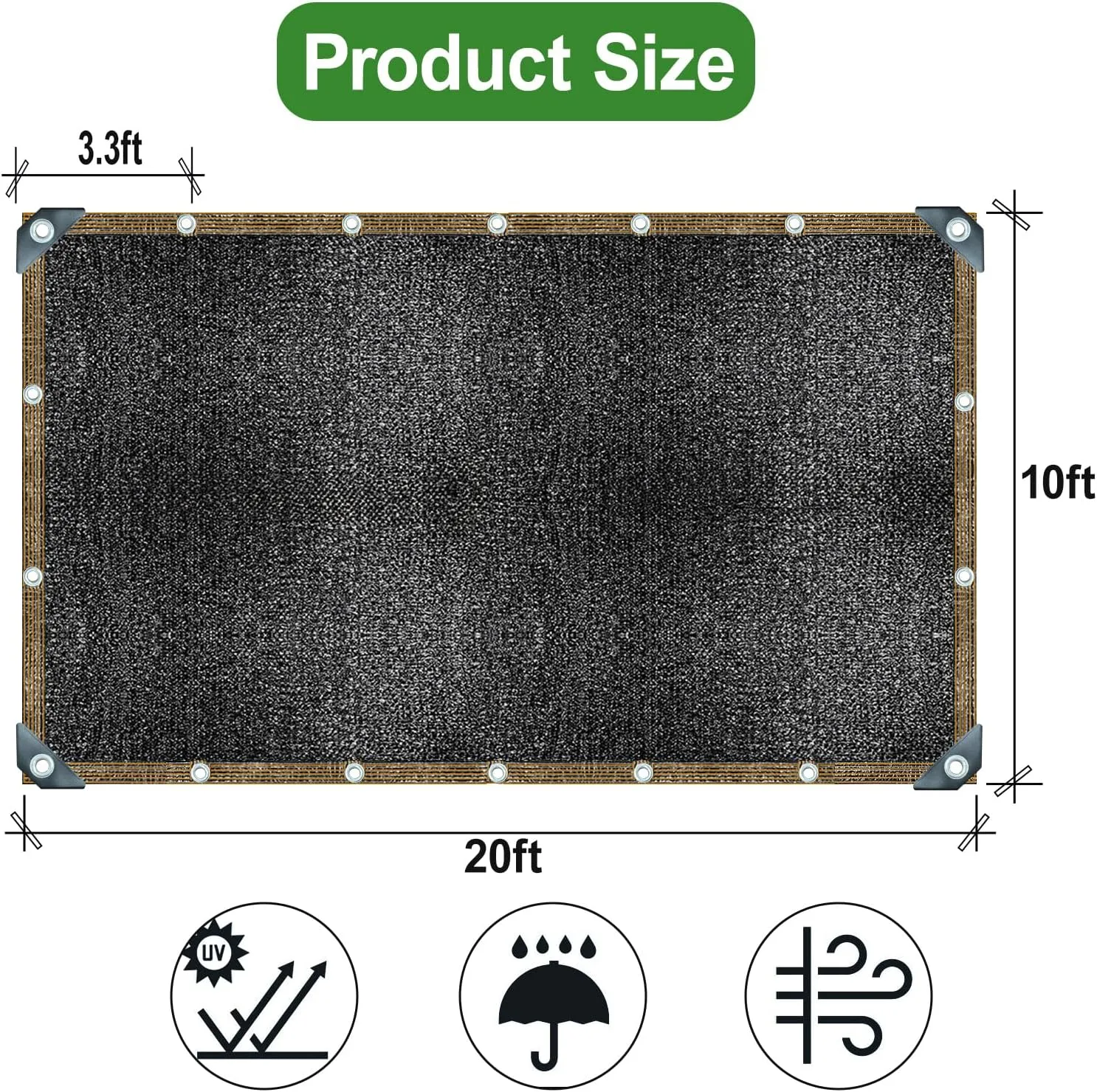 LBTING 95% Shade Cloth for Garden, 10 x 20 FT Sun Shade Mesh Tarp with Grommets, Sunblock Net for Outdoor Plants Greenhouse Patio Canopy Garden Pergola Dog House Chicken Coop – Black