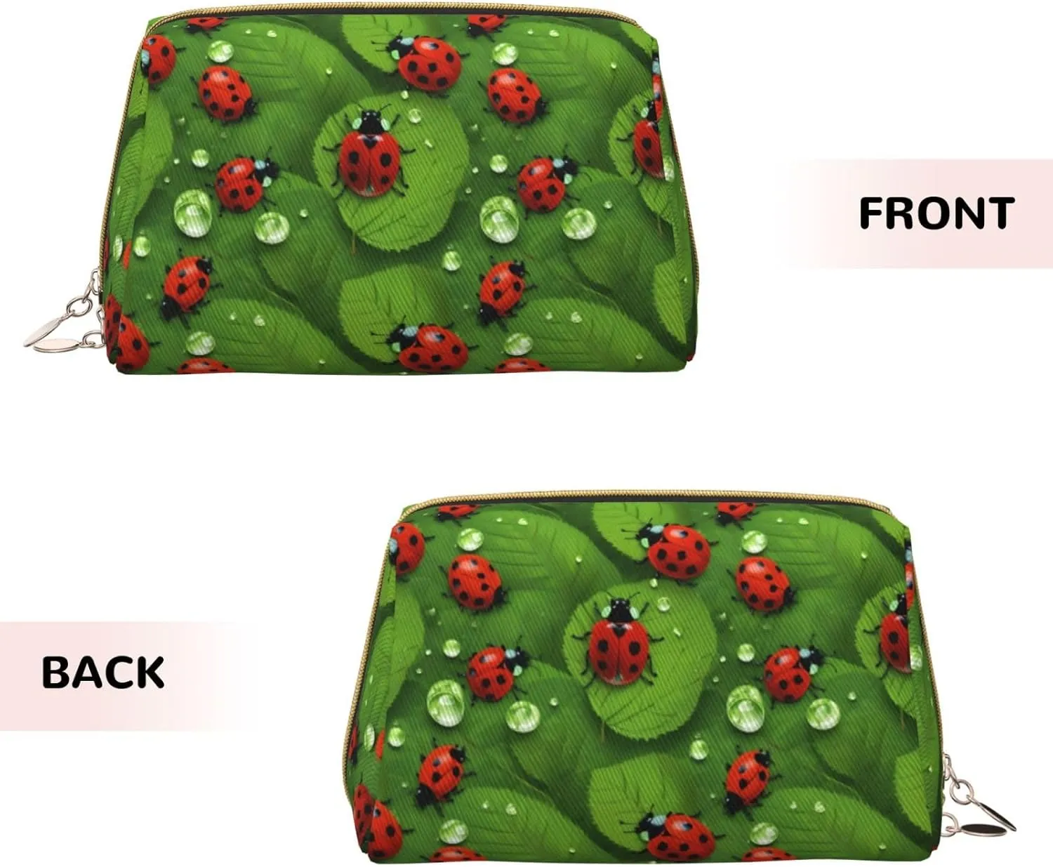 Leaves And Ladybugs Toiletry Pouch, Travel-Friendly Makeup Organizer For Makeup Brushes, Lipsticks