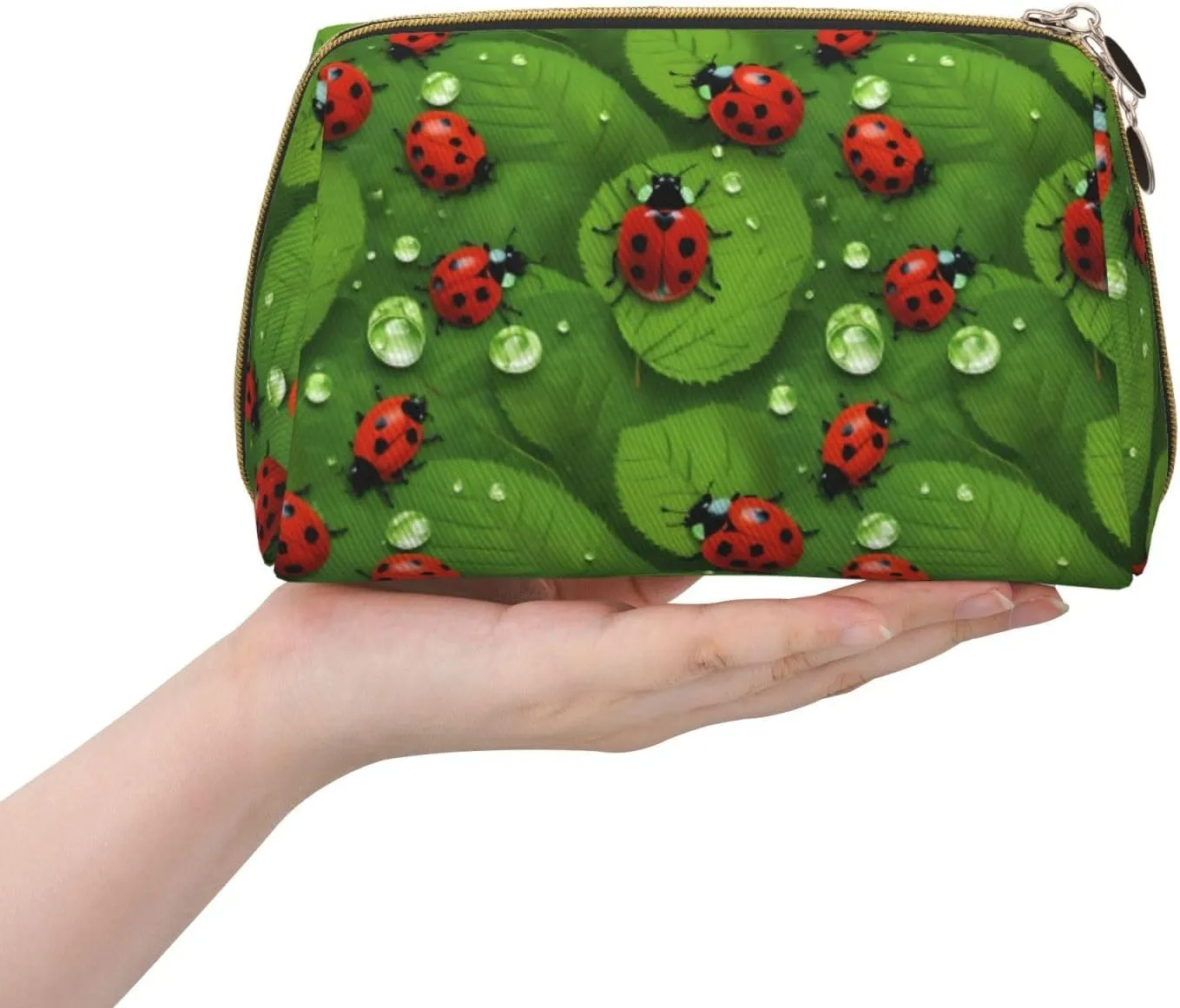 Leaves And Ladybugs Toiletry Pouch, Travel-Friendly Makeup Organizer For Makeup Brushes, Lipsticks