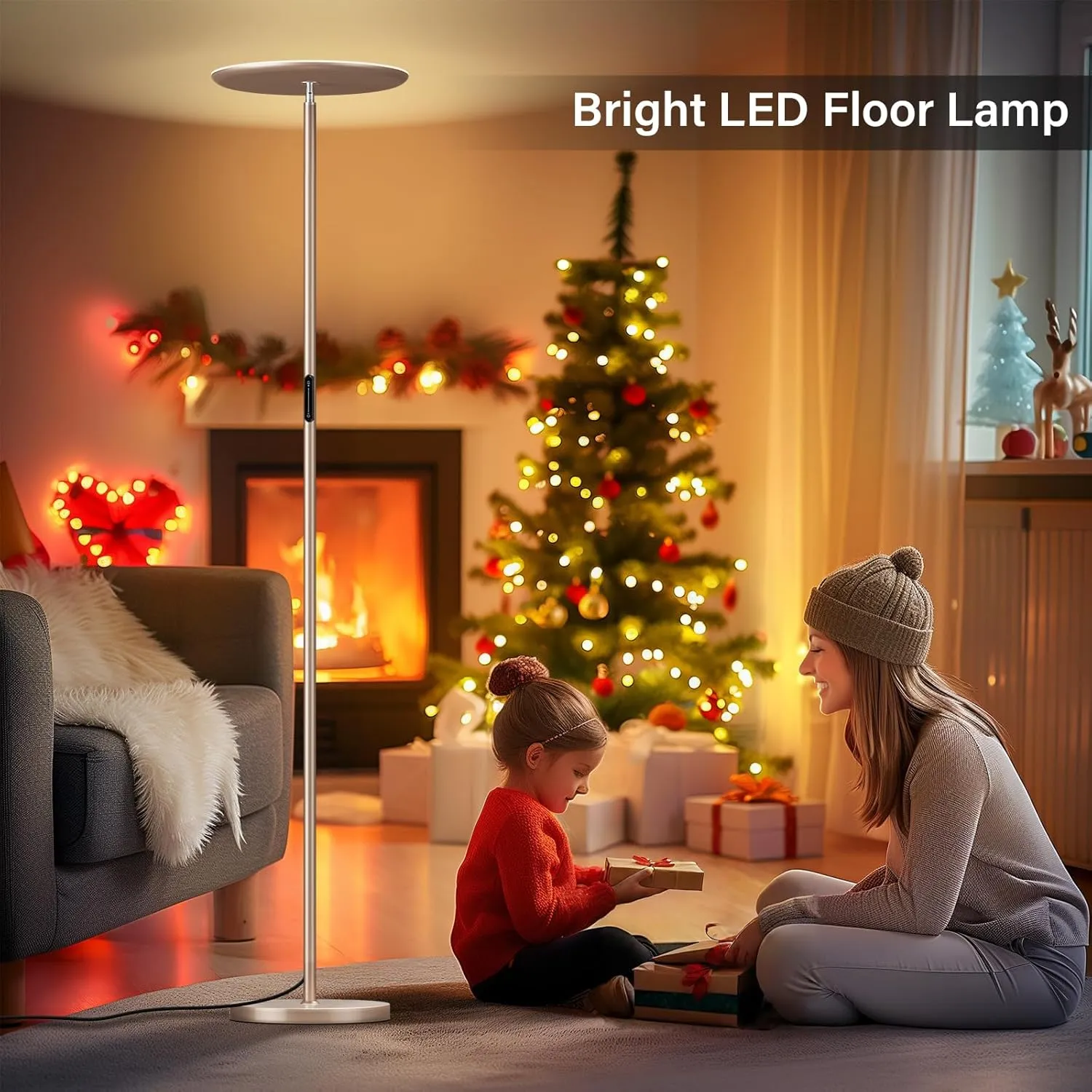 LED Floor Lamp with Remote, 36W/3000-5000K,Touch Control, Fully Dimmable, Adjustable Brightness, 69 in, Sand Golden