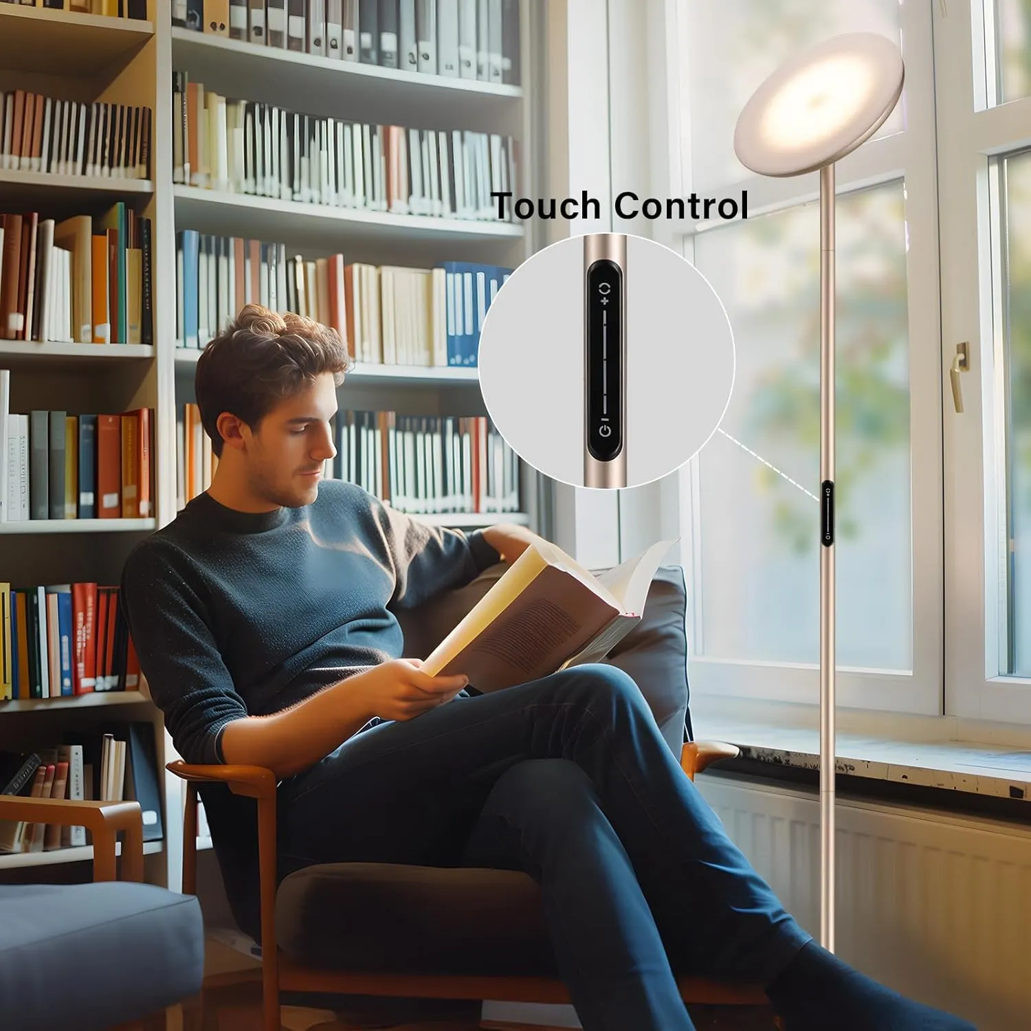 LED Floor Lamp with Remote, 36W/3000-5000K,Touch Control, Fully Dimmable, Adjustable Brightness, 69 in, Sand Golden