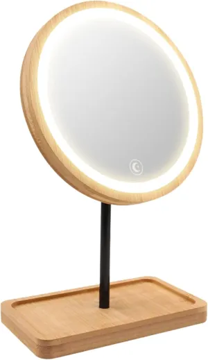 LED Lighted Makeup Mirror Vanity Light Up Mirror with 3 Lights, Cordless USB Rechargeable Battery, Rotation, Small Bamboo Wood Beauty Storage Organizer, Tabletop Stand, Circular Ring Light LED Lighted Makeup Mirror Vanity Light Up Mirror with 3 Lights, Cordless USB Rechargeable Battery, Rotation, Small Bamboo Wood Beauty Storage Organizer, Tabletop Stand, Circular Ring Light