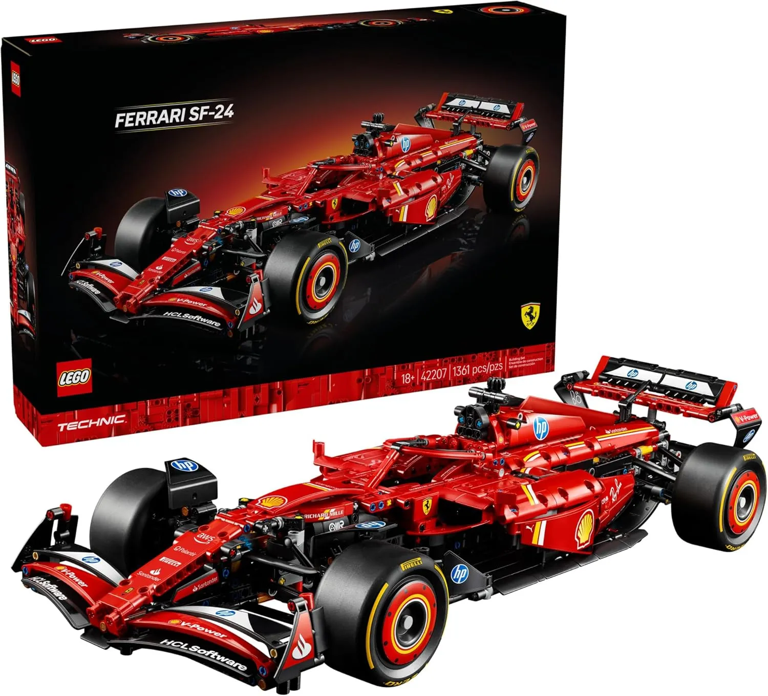 LEGO Technic Ferrari SF-24 F1 Model Car Kit - Building Set for Adults, Ages 18  with Realistic Features - Ferrari F1 DIY Craft for Display - Gift for Graduation - 42207