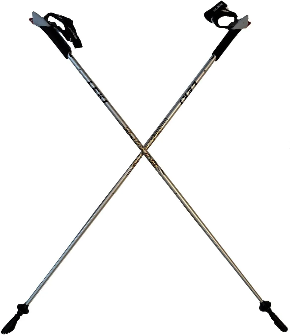 LEKI Nordic Walking Platinium Carbon Series Fixed Length Walking Sticks 115cm Silver