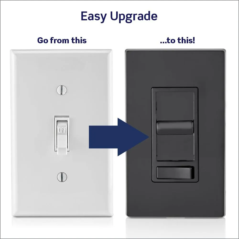 Leviton SureSlide Dimmer Switch for Dimmable LED, Halogen and Incandescent Bulbs, 6674-P0E, Black