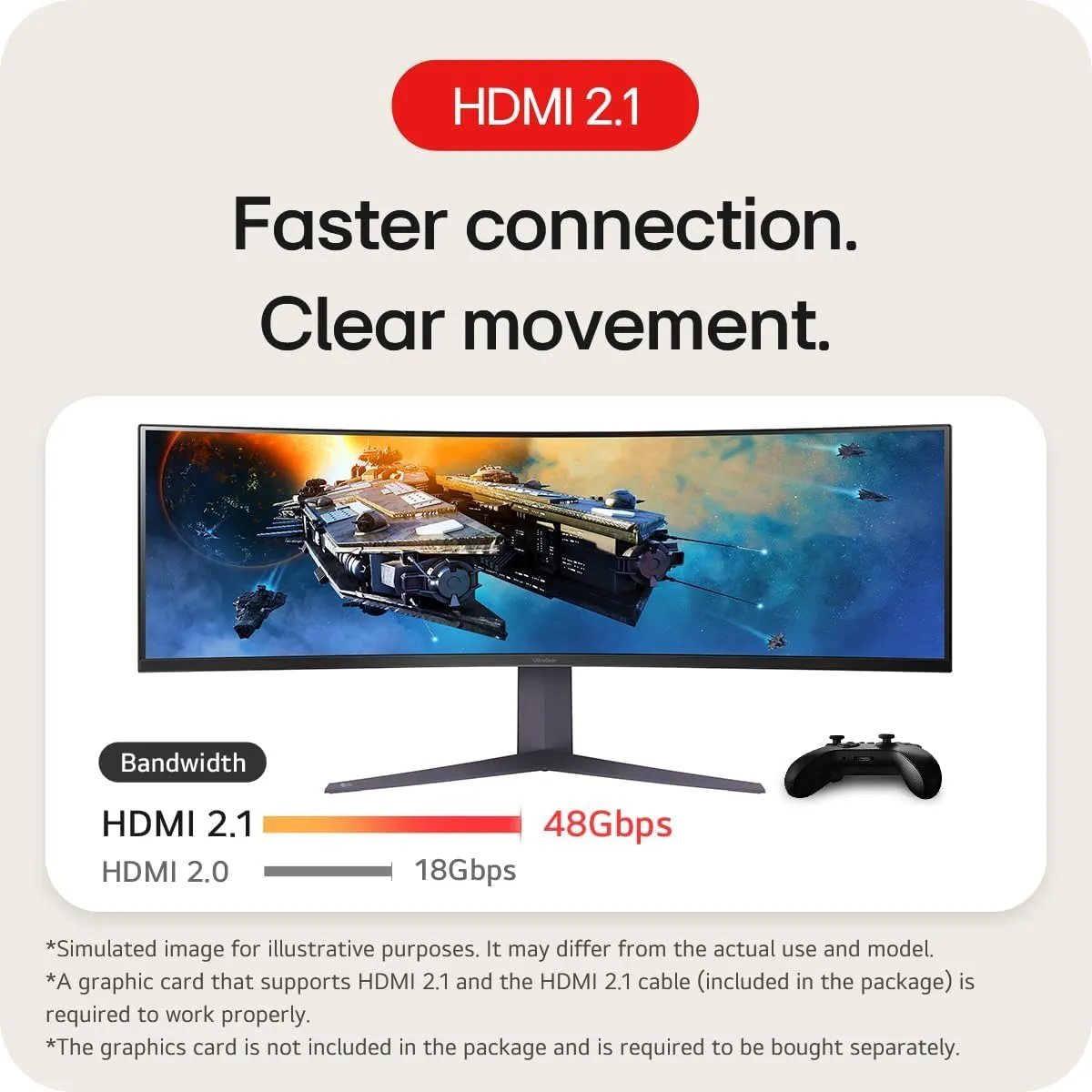 LG 45GR65DC-B Ultragear Curved Gaming Monitor 45-Inch 32:9 QHD 200Hz 1ms UltraWide Display AMD FreeSync Premium Pro VESA DisplayHDR 600 HDMI 2.1 x2 DP UBS x3 Tilt/Height/Swivel Stand - Black