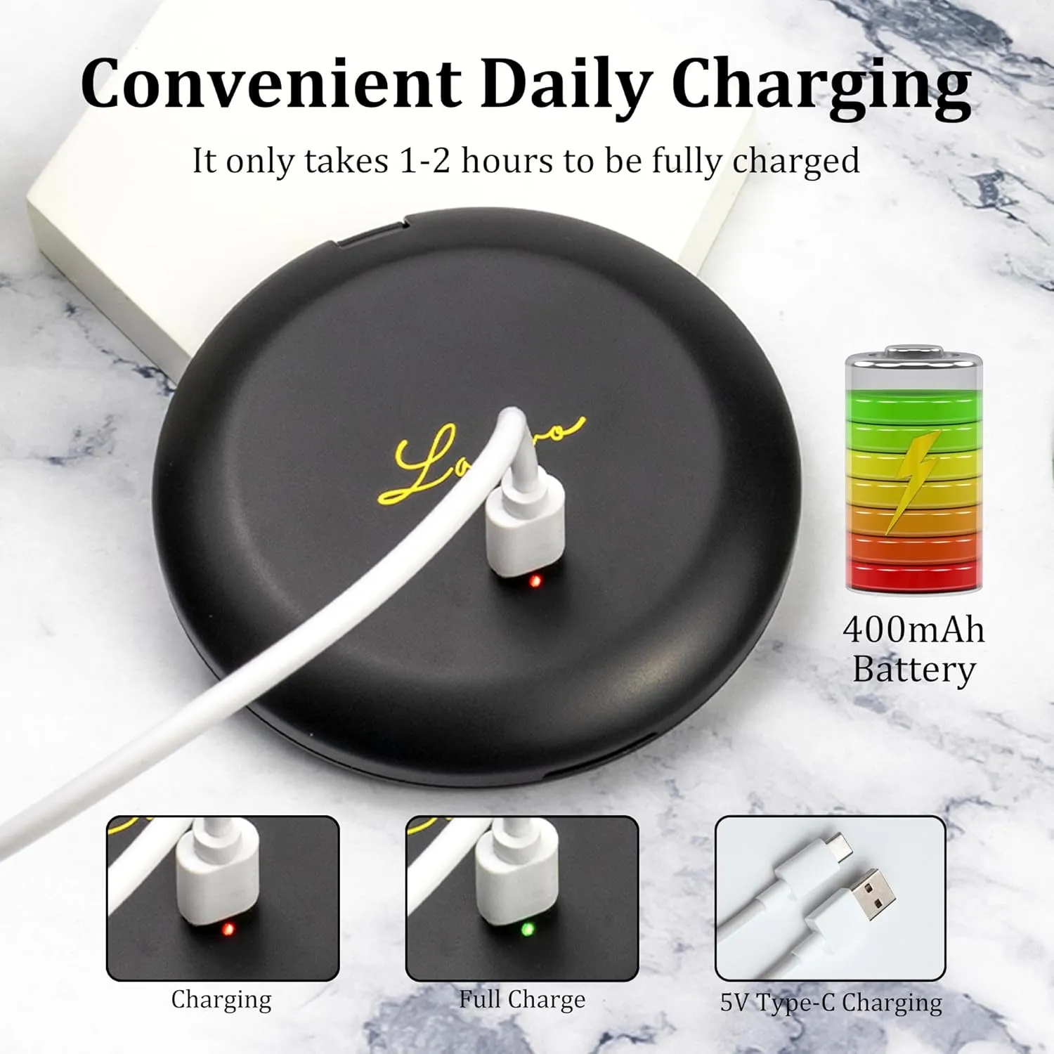 Lighted Compact Mirror – Earth Zodiac (Taurus, Virgo, Capricorn) – Rechargeable Travel Makeup Mirror with 1x/5x Magnification – Black
