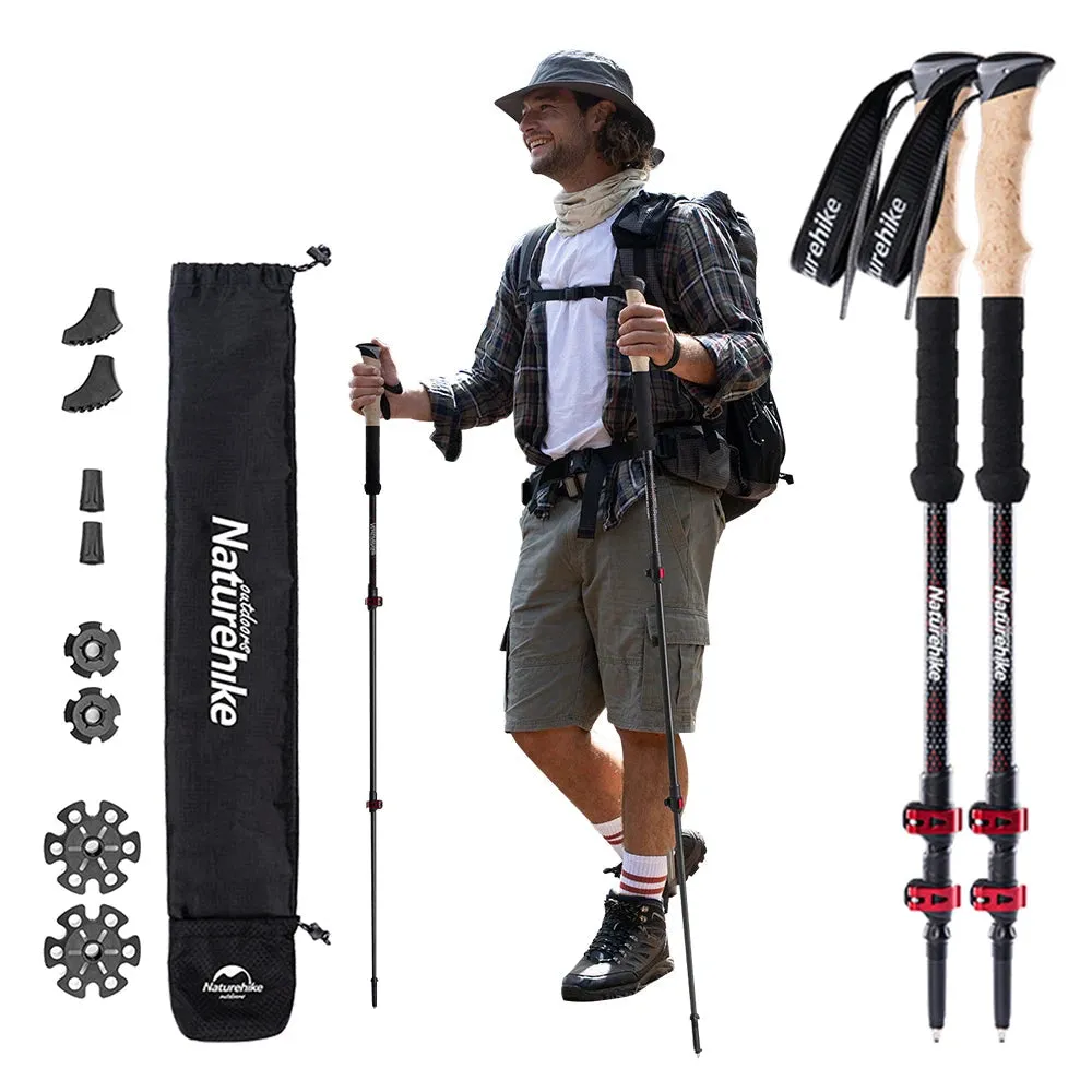 Lightweight Carbon Fiber Trekking Poles – 2PCS Collapsible Telescopic Hiking Sticks for Walking, Climbing & Backpacking