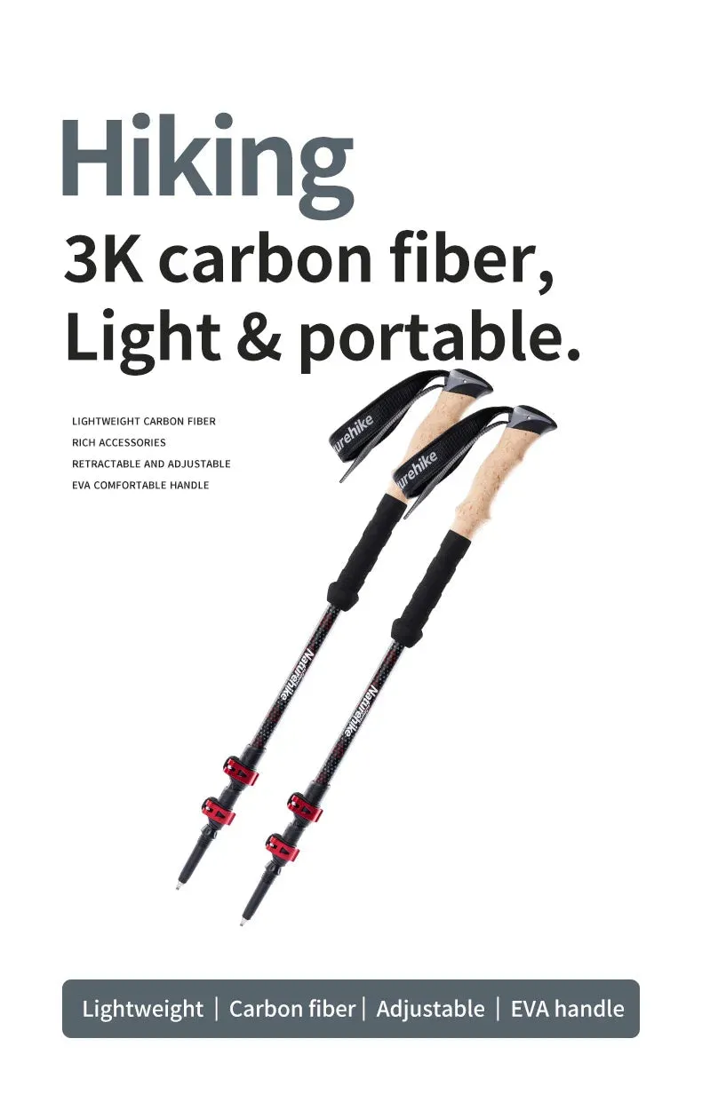 Lightweight Carbon Fiber Trekking Poles – 2PCS Collapsible Telescopic Hiking Sticks for Walking, Climbing & Backpacking