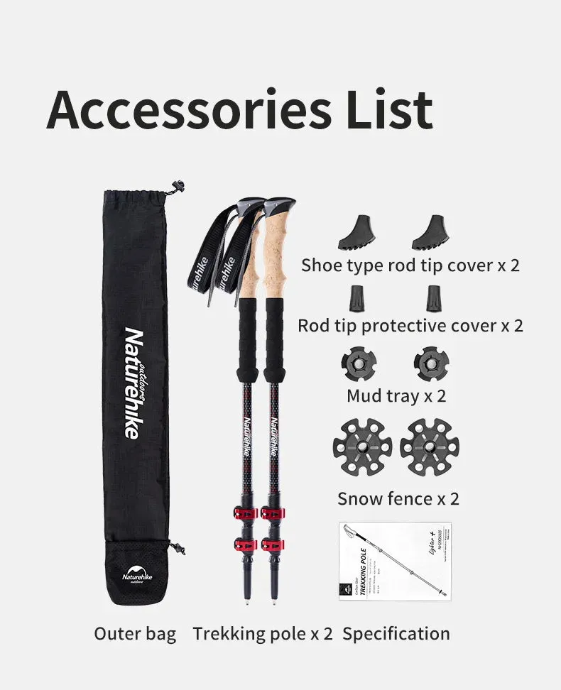 Lightweight Carbon Fiber Trekking Poles – 2PCS Collapsible Telescopic Hiking Sticks for Walking, Climbing & Backpacking