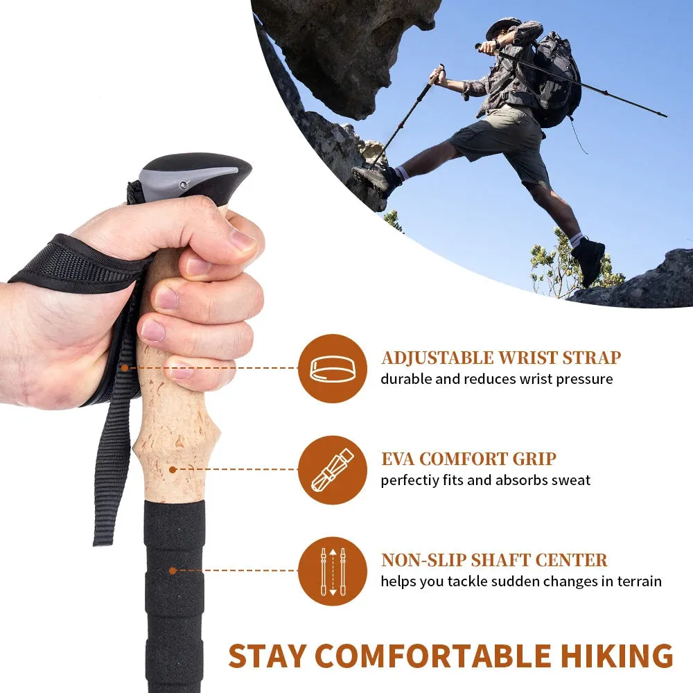 Lightweight Carbon Fiber Trekking Poles – 2PCS Collapsible Telescopic Hiking Sticks for Walking, Climbing & Backpacking